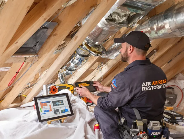 Glocester Air Duct Cleaning technician performing precise duct repair work in Glocester