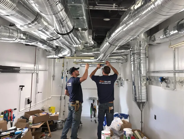 Glocester Air Duct Cleaning technician applying professional duct sealing solutions in Glocester
