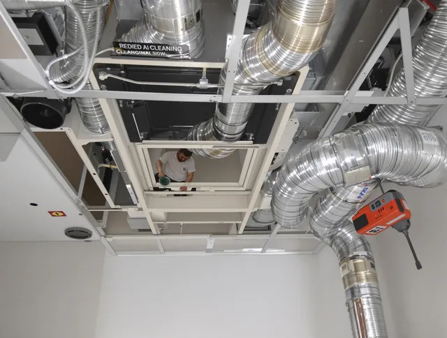 Glocester Air Duct Cleaning technician performing detailed central duct system cleaning in Glocester