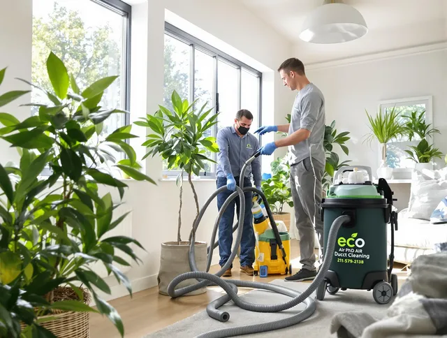 Glocester Air Duct Cleaning technician performing eco-friendly duct cleaning using sustainable methods in Glocester