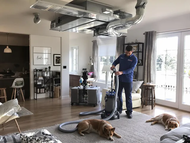 Glocester Air Duct Cleaning technician performing detailed indoor duct cleaning for improved air quality in Glocester